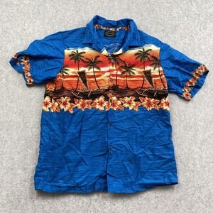 Hawaiian Reserve Collection Shirt NO TAG Mens Medium-Large Blue *MEASUREMENTS*